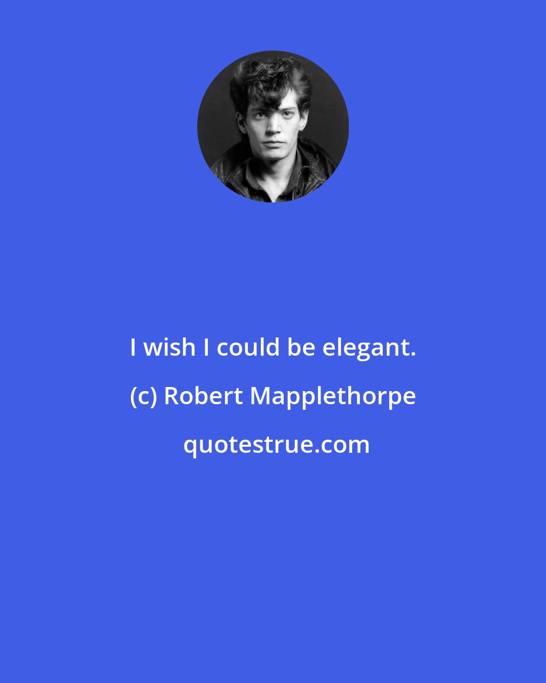 Robert Mapplethorpe: I wish I could be elegant.