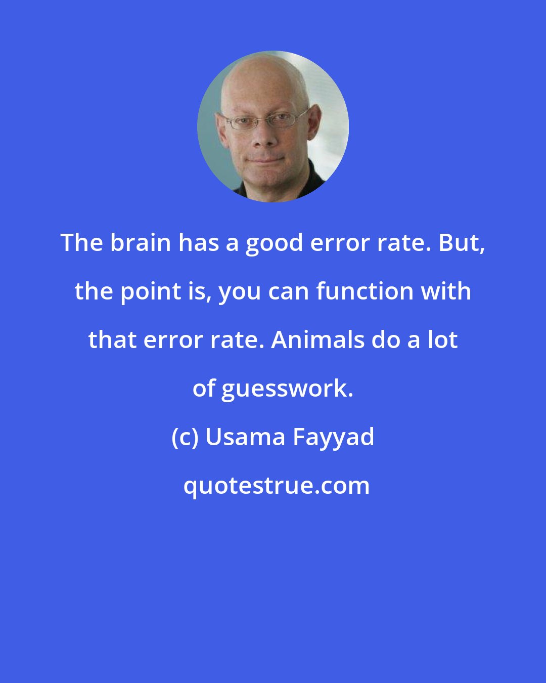 Usama Fayyad: The brain has a good error rate. But, the point is, you can function with that error rate. Animals do a lot of guesswork.