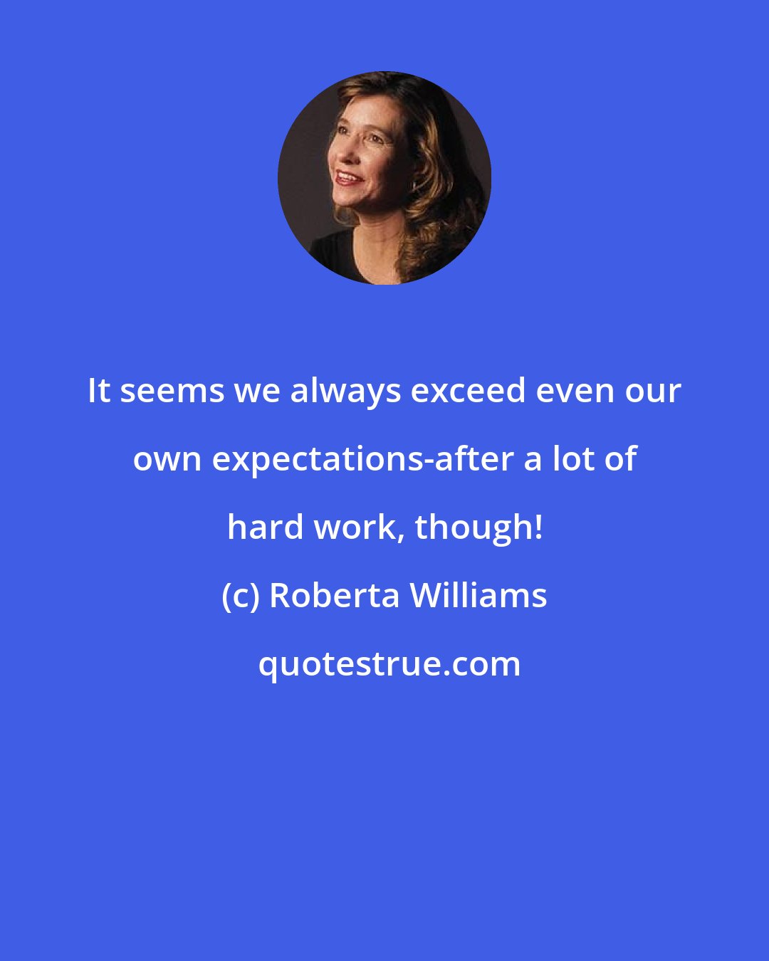 Roberta Williams: It seems we always exceed even our own expectations-after a lot of hard work, though!