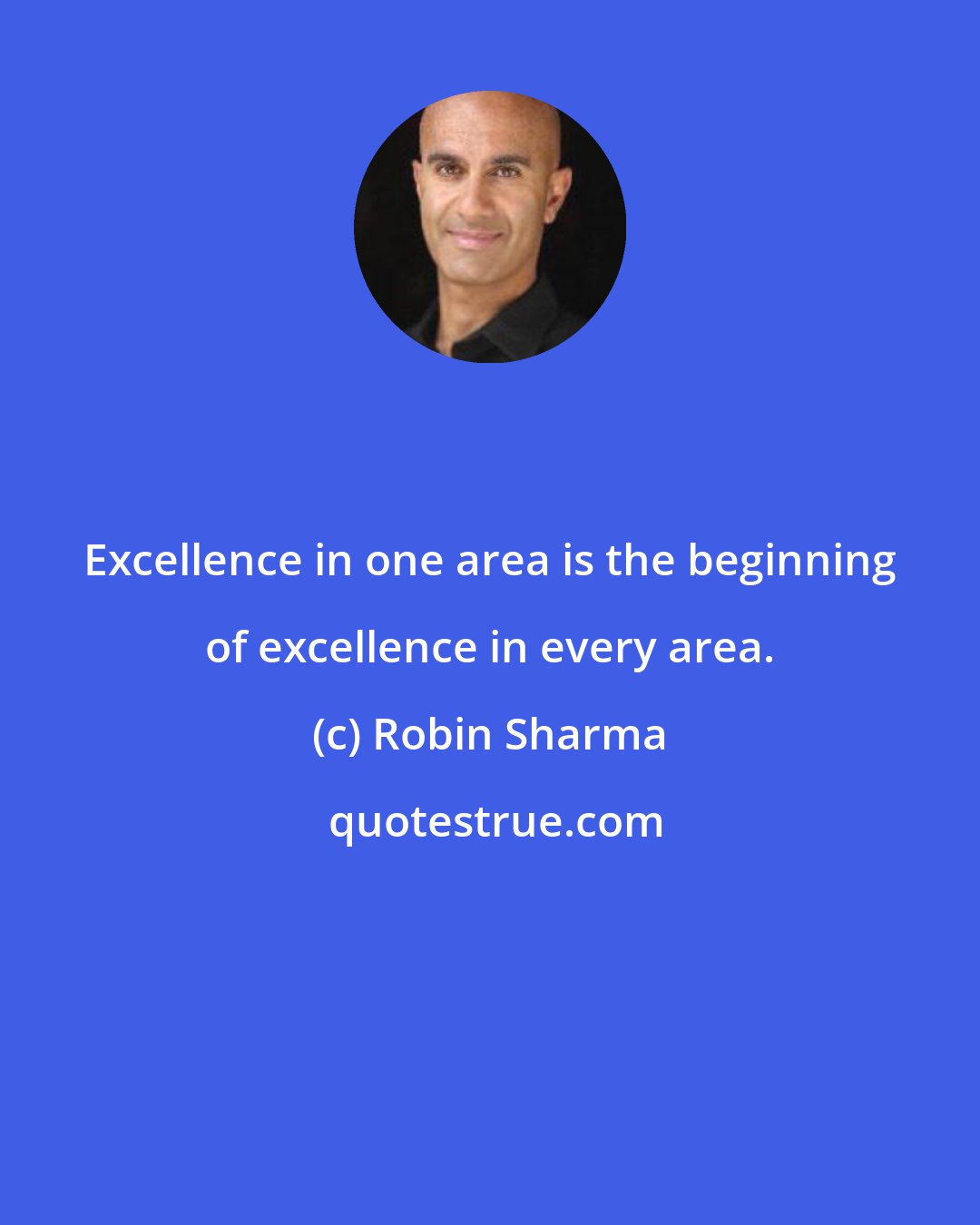 Robin Sharma: Excellence in one area is the beginning of excellence in every area.