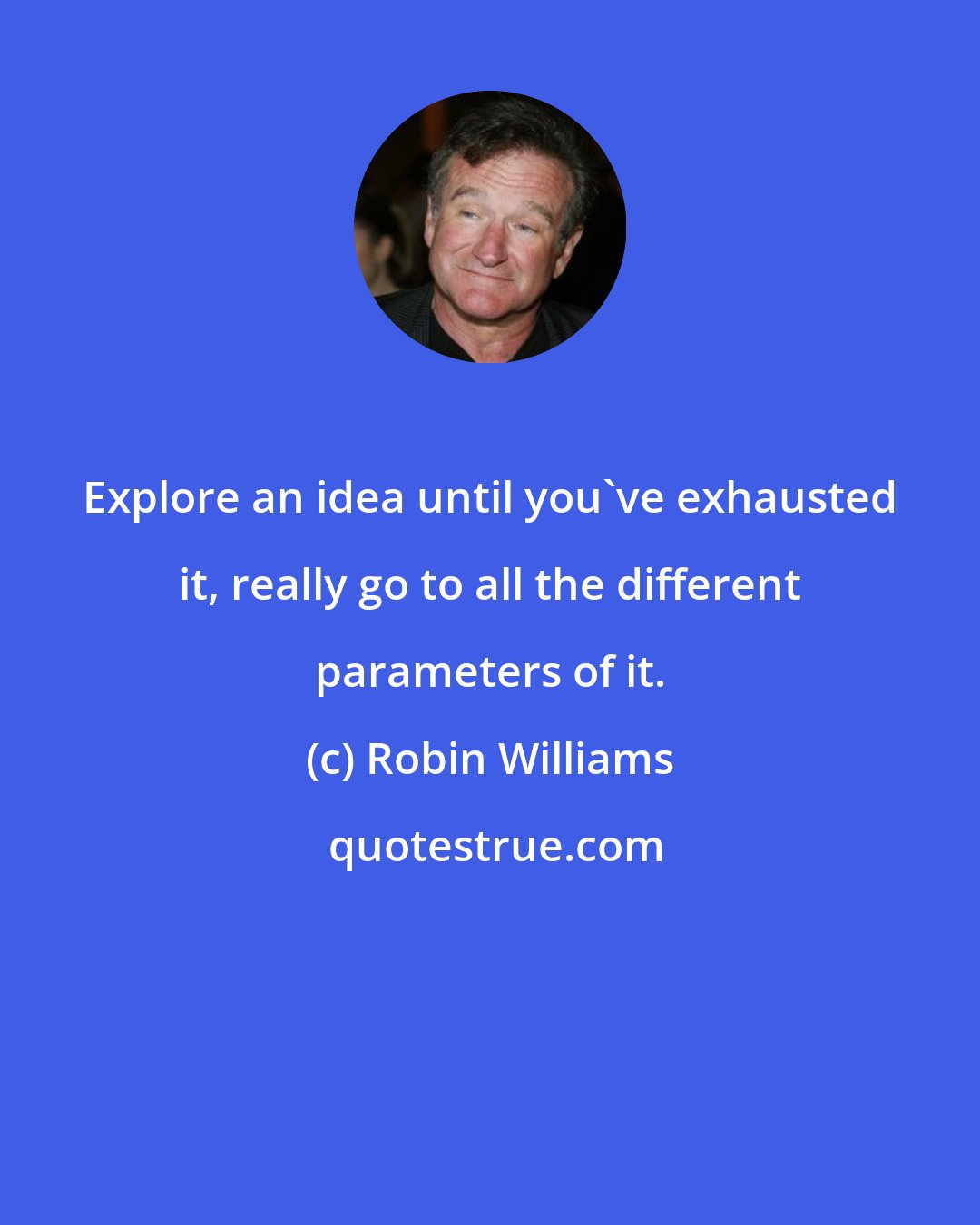 Robin Williams: Explore an idea until you've exhausted it, really go to all the different parameters of it.