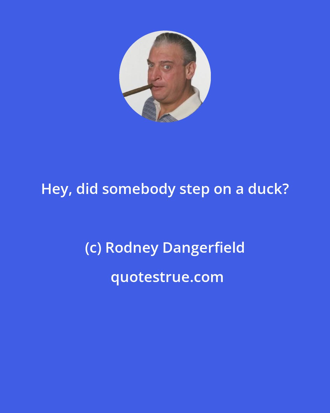 Rodney Dangerfield: Hey, did somebody step on a duck?