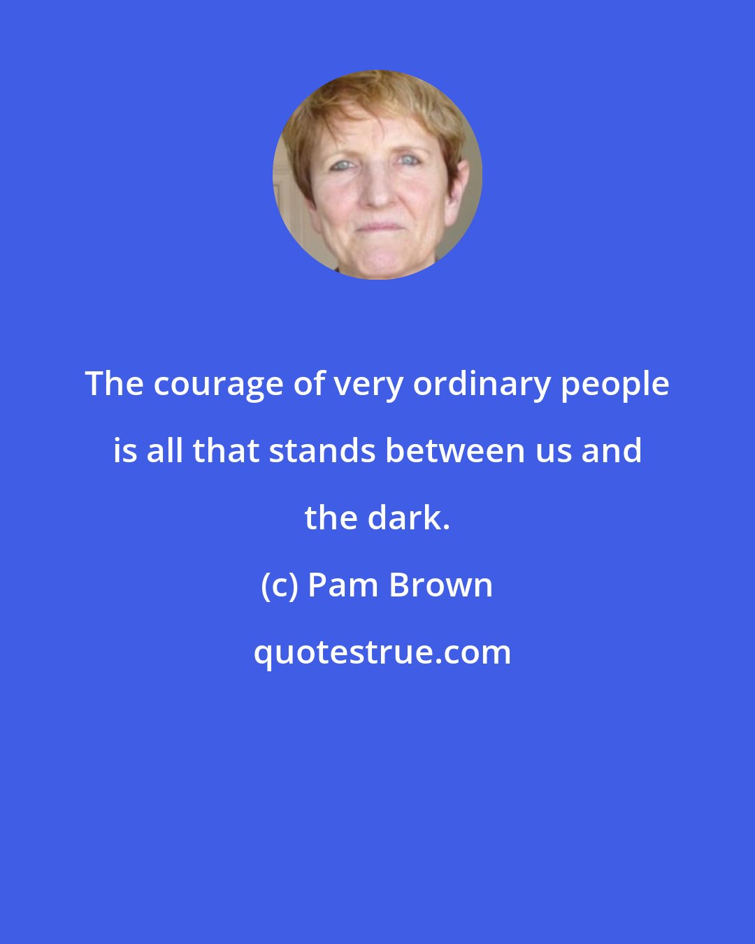 Pam Brown: The courage of very ordinary people is all that stands between us and the dark.