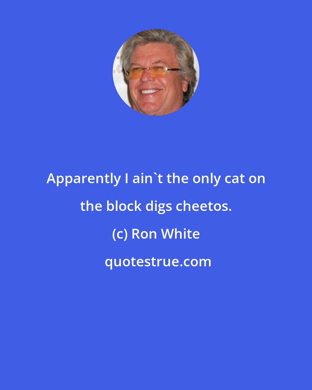 Ron White: Apparently I ain't the only cat on the block digs cheetos.