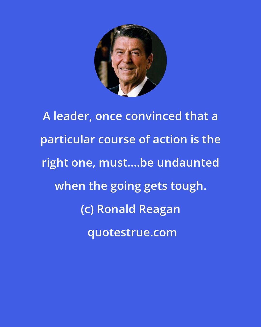 Ronald Reagan: A leader, once convinced that a particular course of action is the right one, must....be undaunted when the going gets tough.