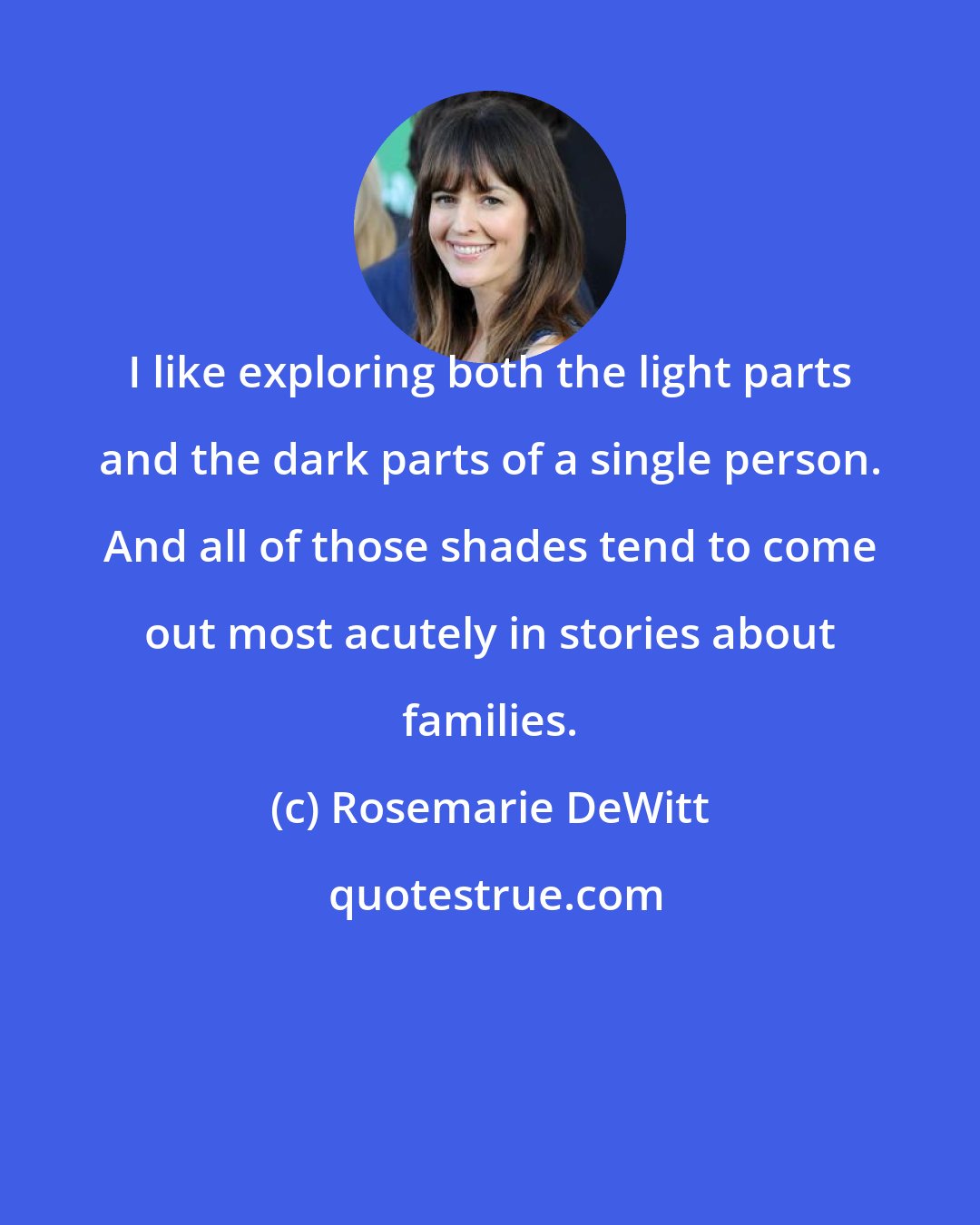 Rosemarie DeWitt: I like exploring both the light parts and the dark parts of a single person. And all of those shades tend to come out most acutely in stories about families.