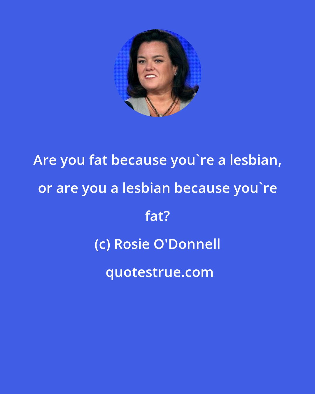 Rosie O'Donnell: Are you fat because you're a lesbian, or are you a lesbian because you're fat?