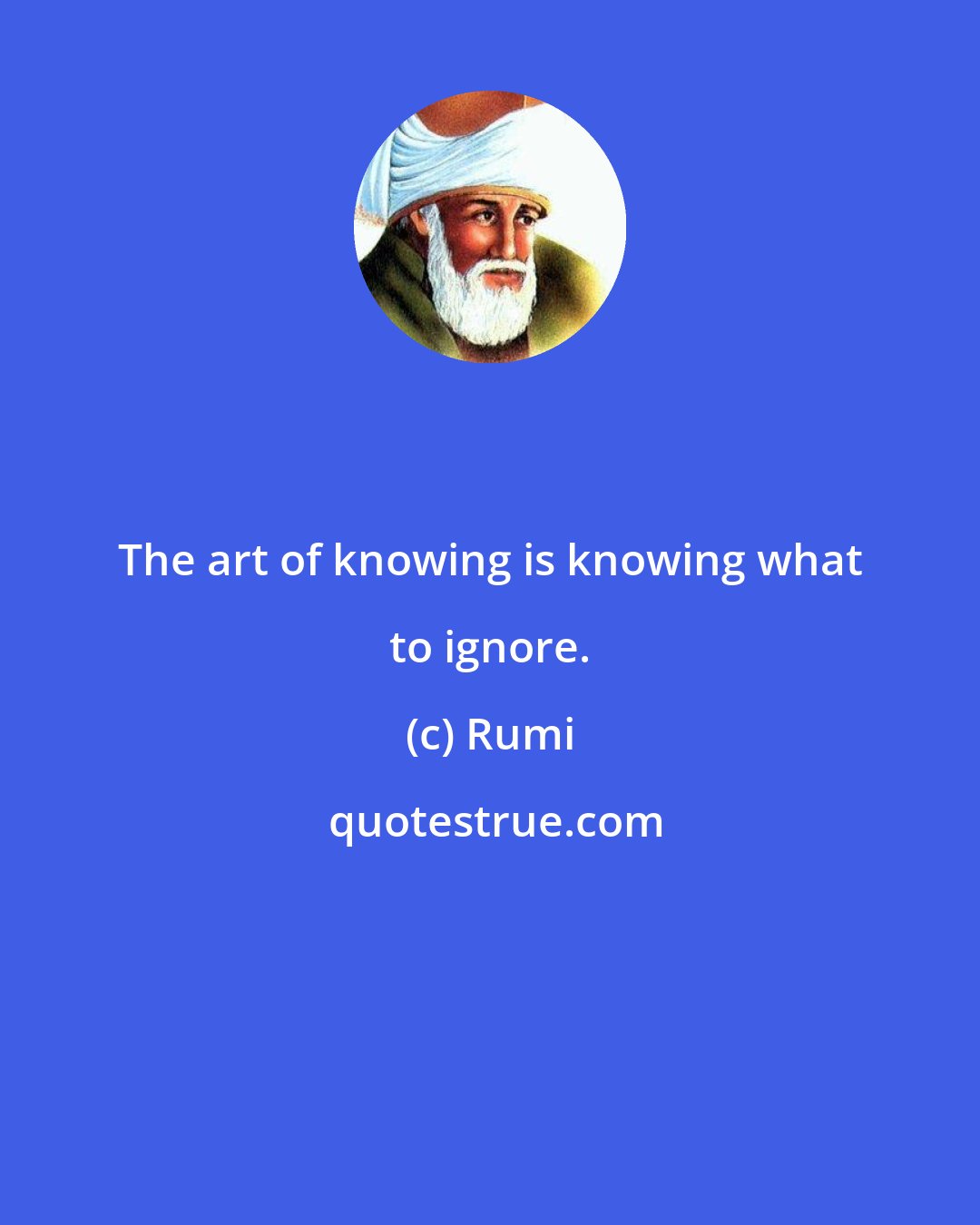 Rumi: The art of knowing is knowing what to ignore.