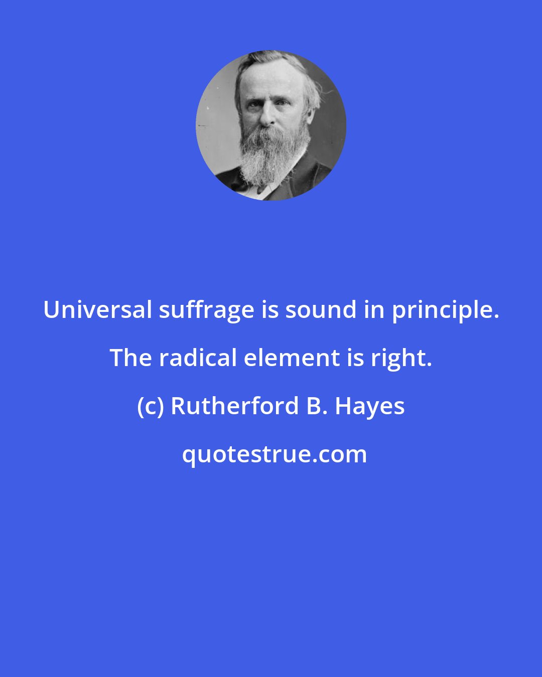 Rutherford B. Hayes: Universal suffrage is sound in principle. The radical element is right.