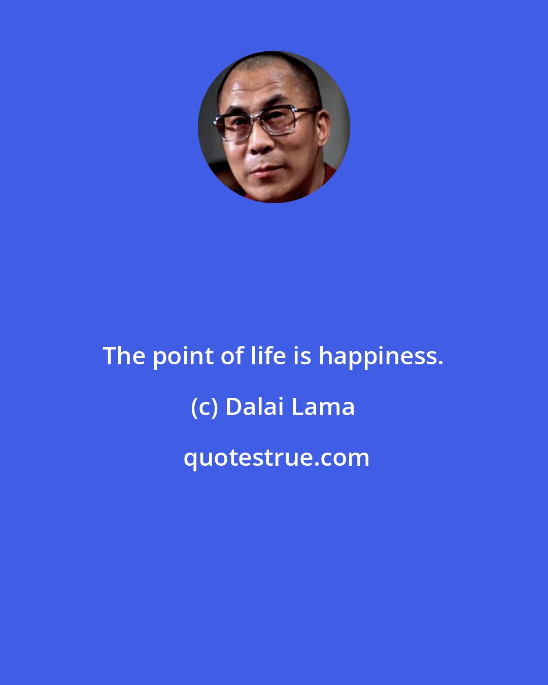 Dalai Lama: The point of life is happiness.