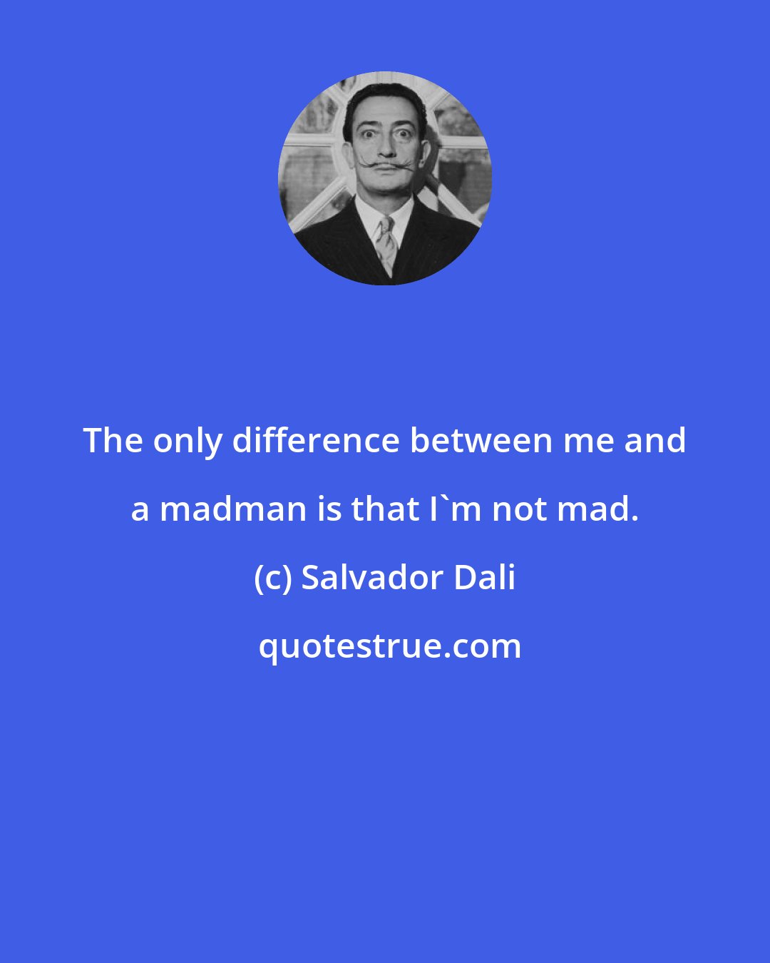 Salvador Dali: The only difference between me and a madman is that I'm not mad.