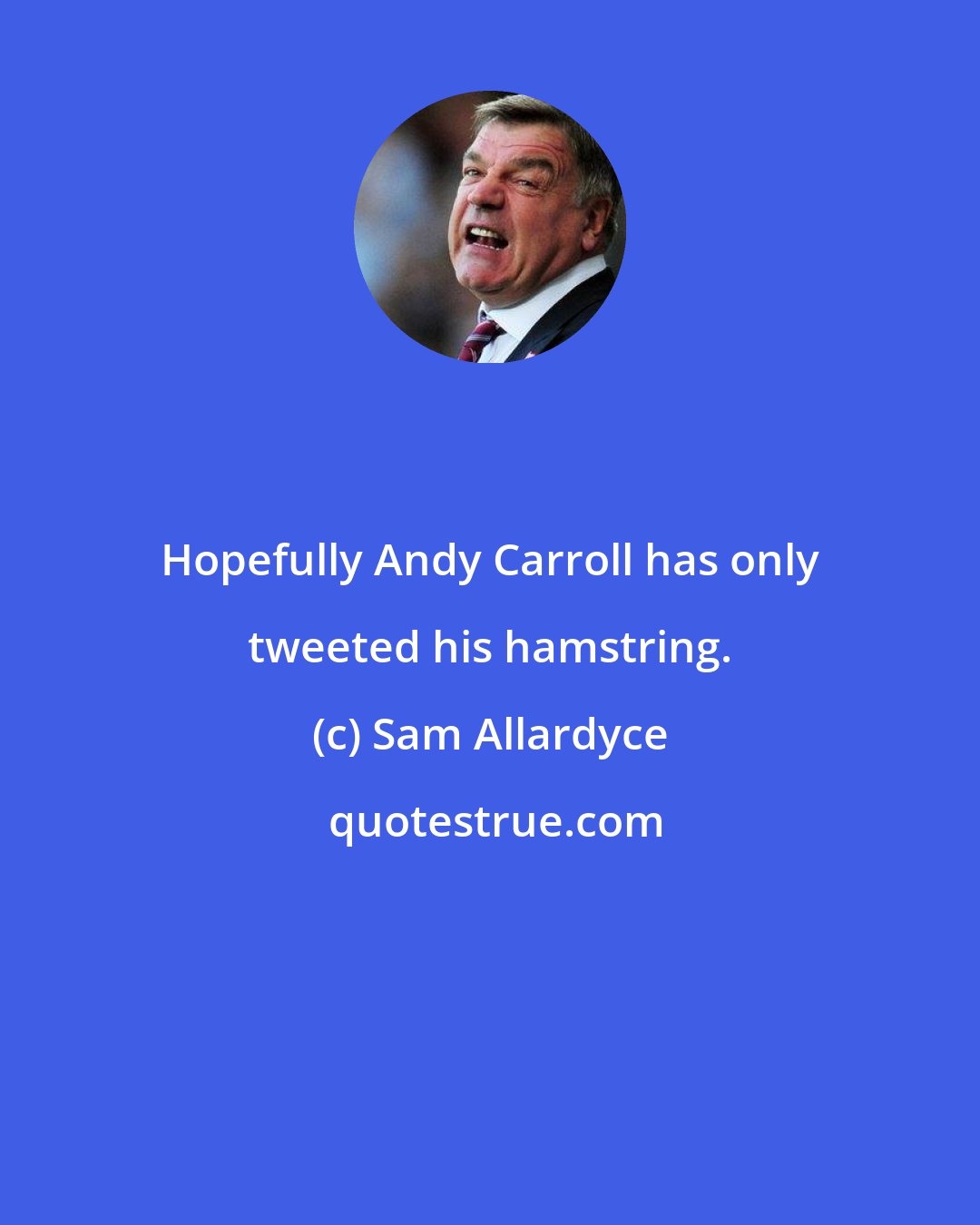 Sam Allardyce: Hopefully Andy Carroll has only tweeted his hamstring.