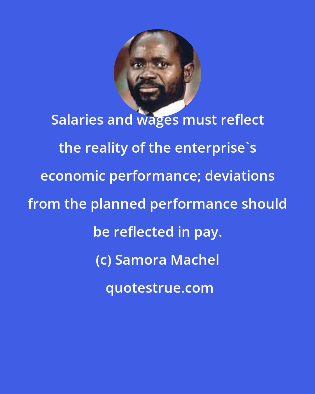 Samora Machel: Salaries and wages must reflect the reality of the enterprise's economic performance; deviations from the planned performance should be reflected in pay.