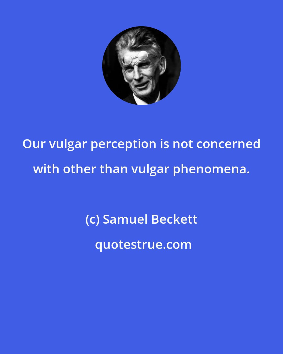 Samuel Beckett: Our vulgar perception is not concerned with other than vulgar phenomena.