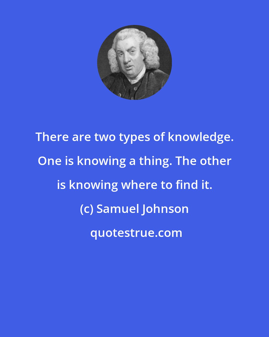 Samuel Johnson: There are two types of knowledge. One is knowing a thing. The other is knowing where to find it.