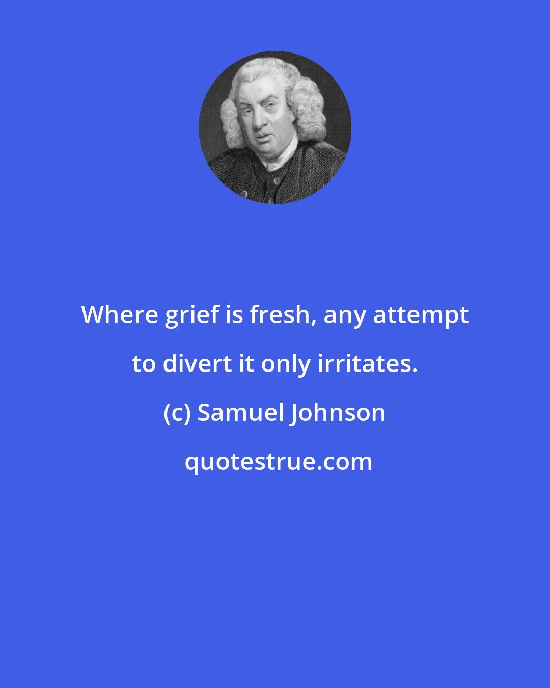 Samuel Johnson: Where grief is fresh, any attempt to divert it only irritates.