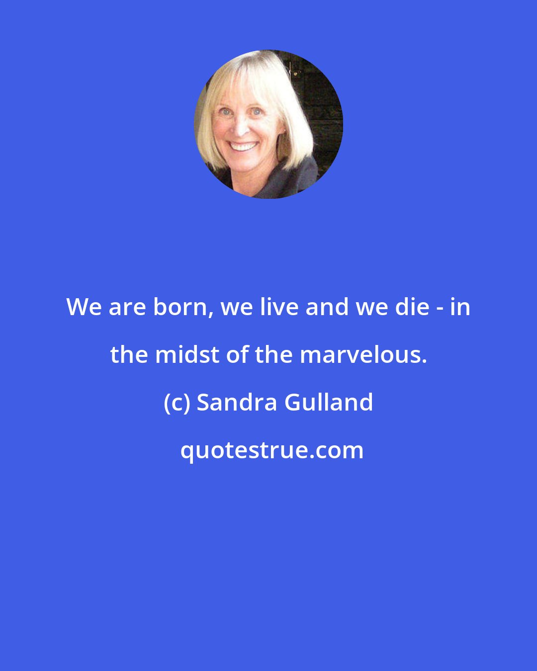 Sandra Gulland: We are born, we live and we die - in the midst of the marvelous.