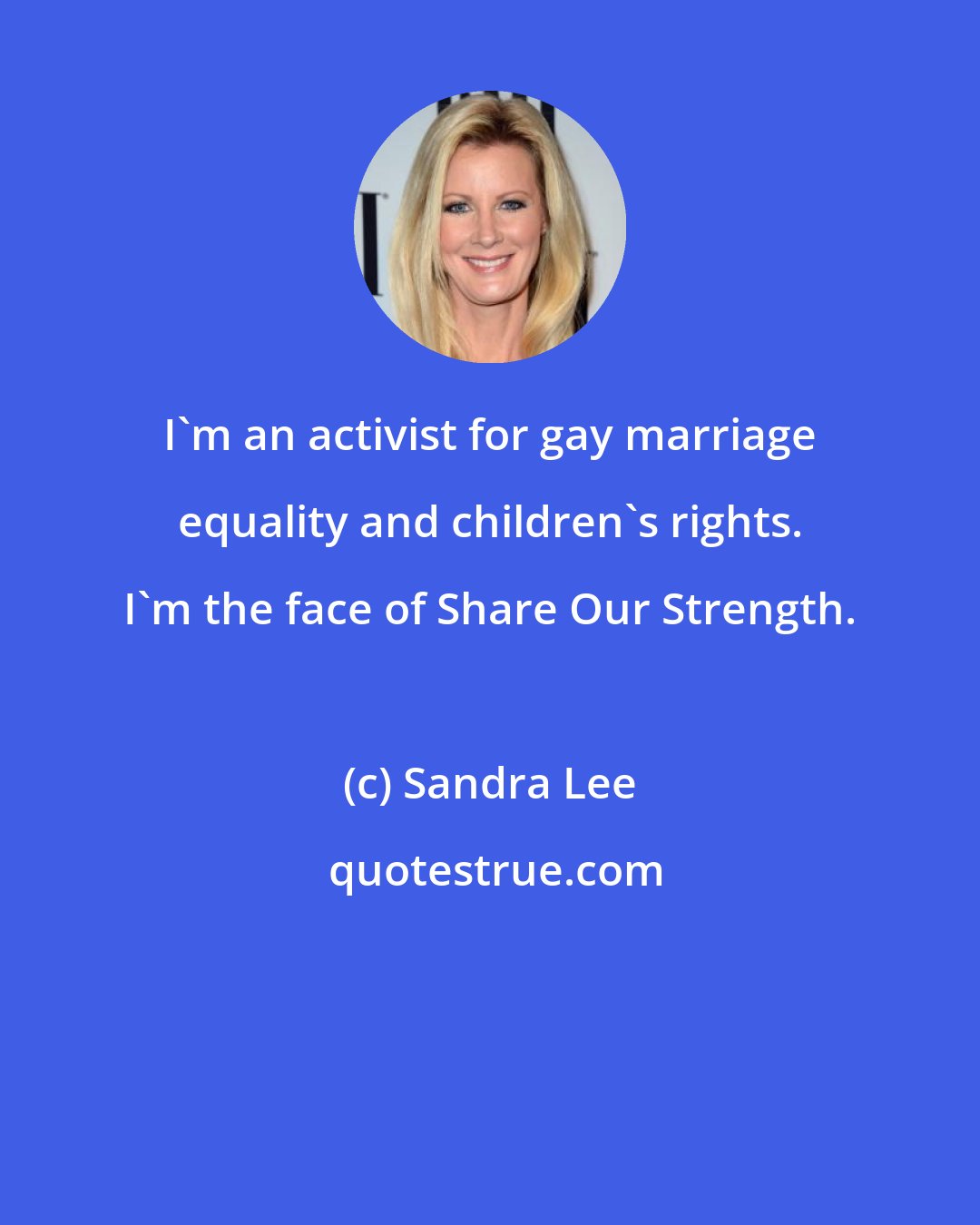 Sandra Lee: I'm an activist for gay marriage equality and children's rights. I'm the face of Share Our Strength.