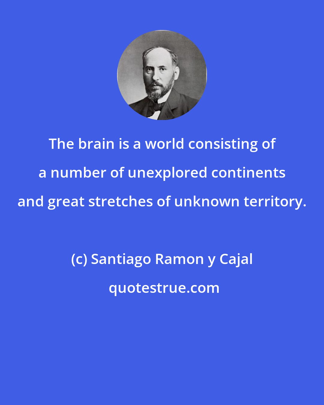 Santiago Ramon y Cajal: The brain is a world consisting of a number of unexplored continents and great stretches of unknown territory.