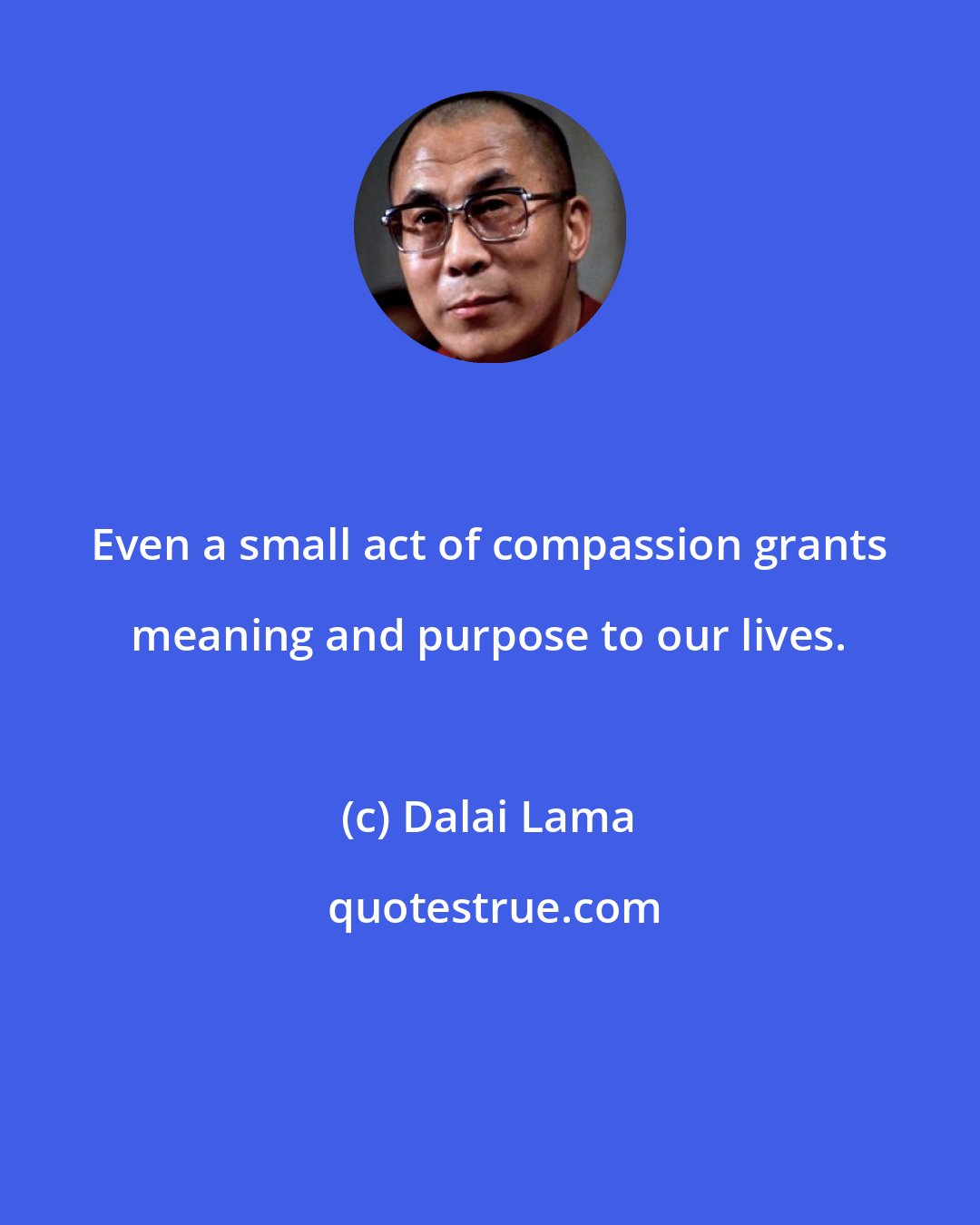 Dalai Lama: Even a small act of compassion grants meaning and purpose to our lives.