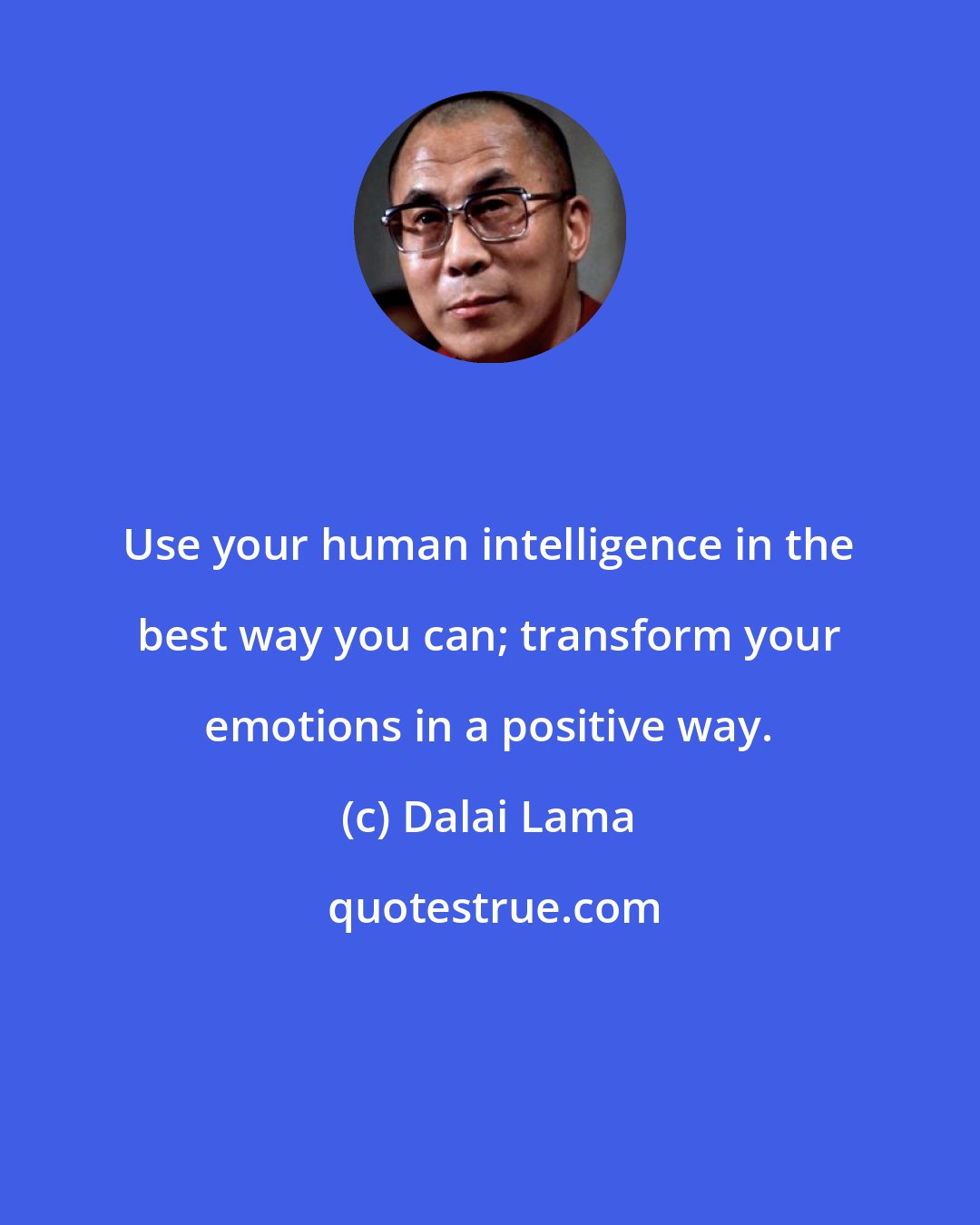 Dalai Lama: Use your human intelligence in the best way you can; transform your emotions in a positive way.