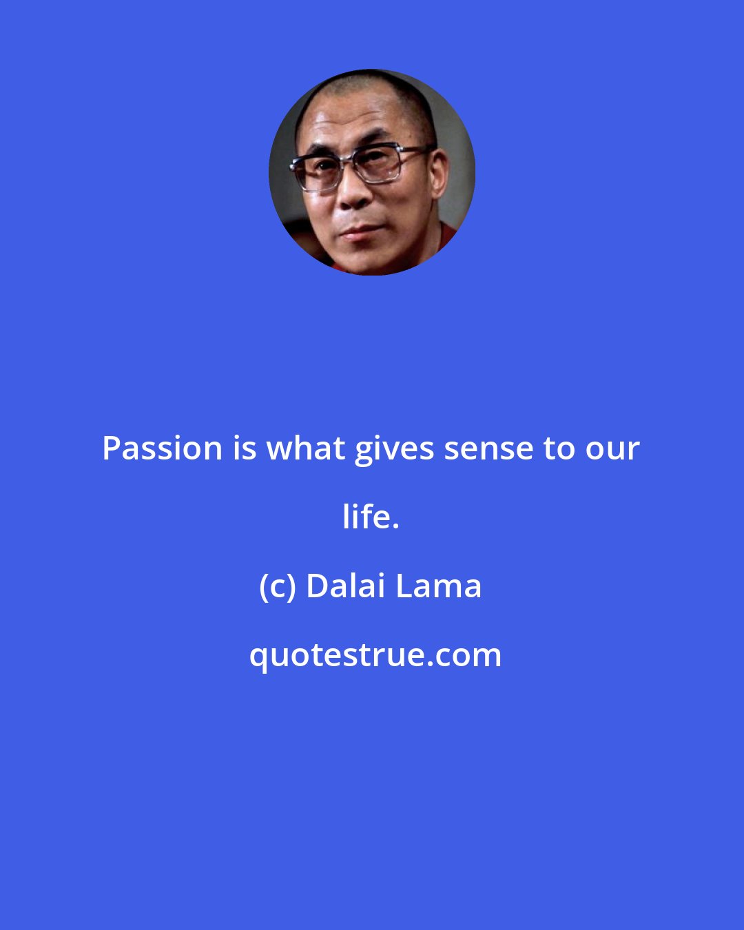 Dalai Lama: Passion is what gives sense to our life.