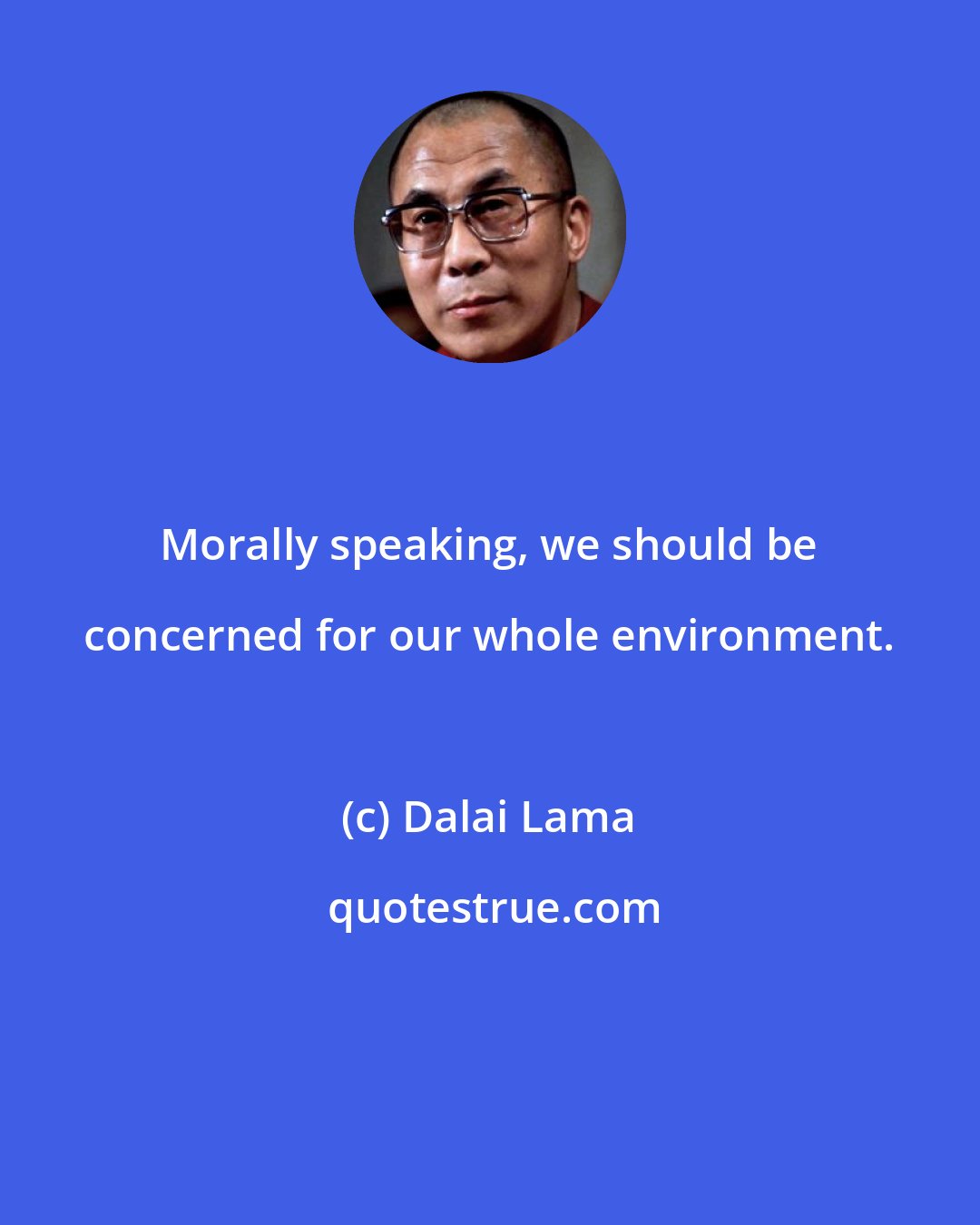 Dalai Lama: Morally speaking, we should be concerned for our whole environment.