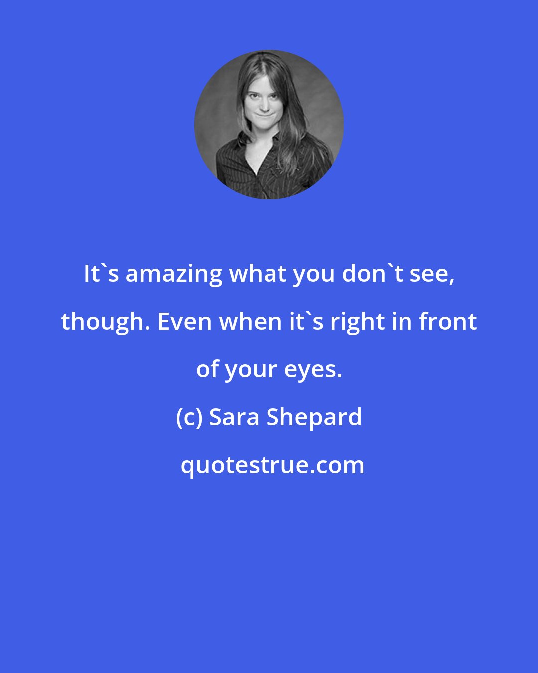 Sara Shepard: It's amazing what you don't see, though. Even when it's right in front of your eyes.