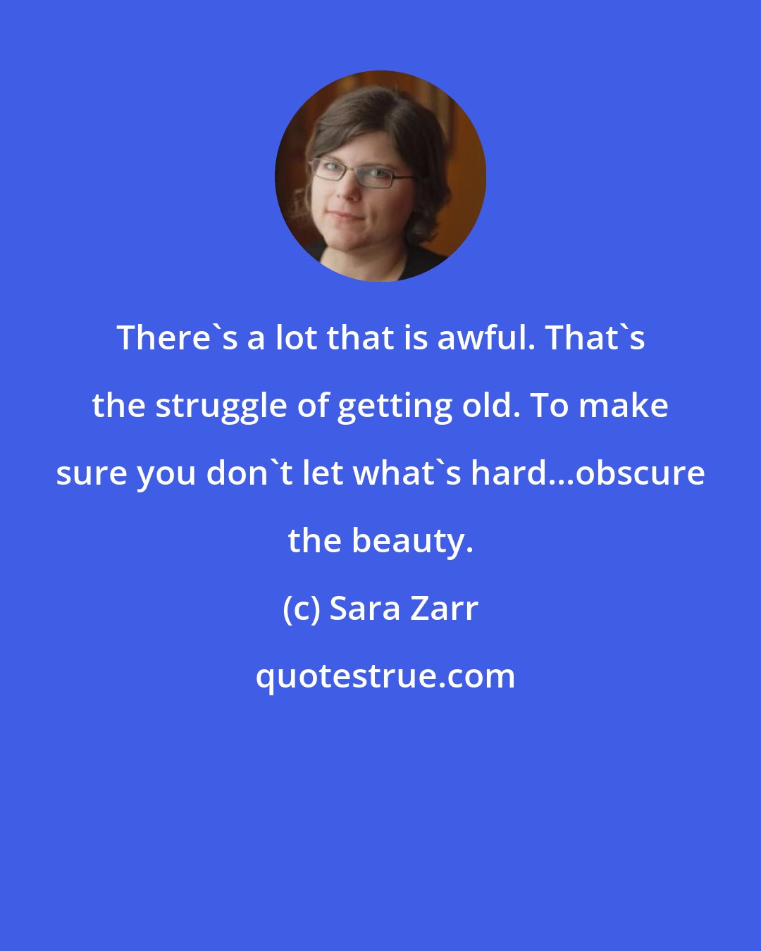 Sara Zarr: There's a lot that is awful. That's the struggle of getting old. To make sure you don't let what's hard...obscure the beauty.