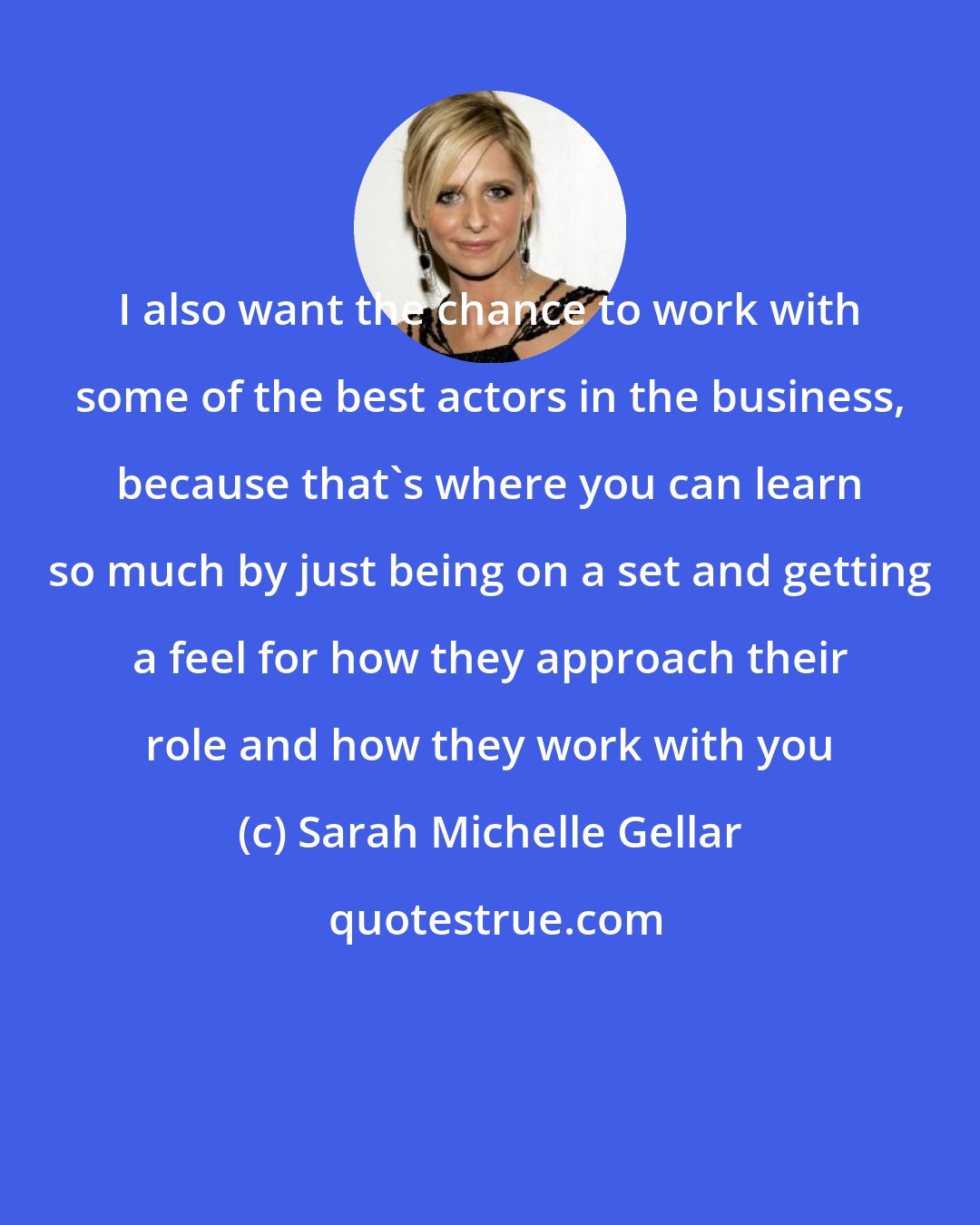 Sarah Michelle Gellar: I also want the chance to work with some of the best actors in the business, because that's where you can learn so much by just being on a set and getting a feel for how they approach their role and how they work with you