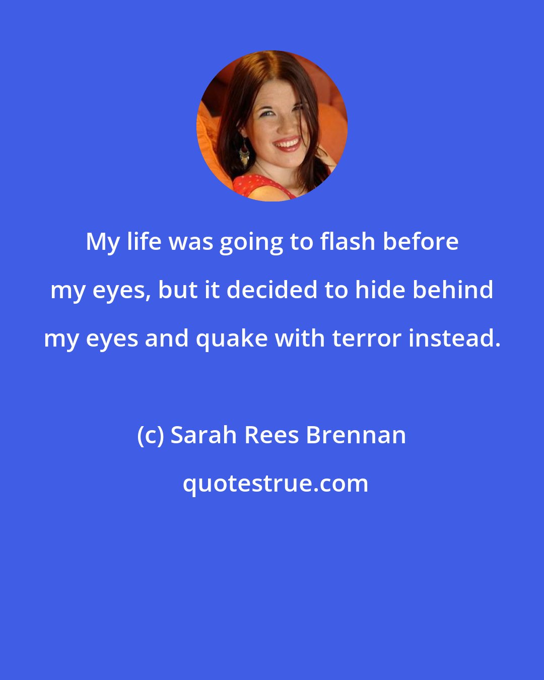 Sarah Rees Brennan: My life was going to flash before my eyes, but it decided to hide behind my eyes and quake with terror instead.