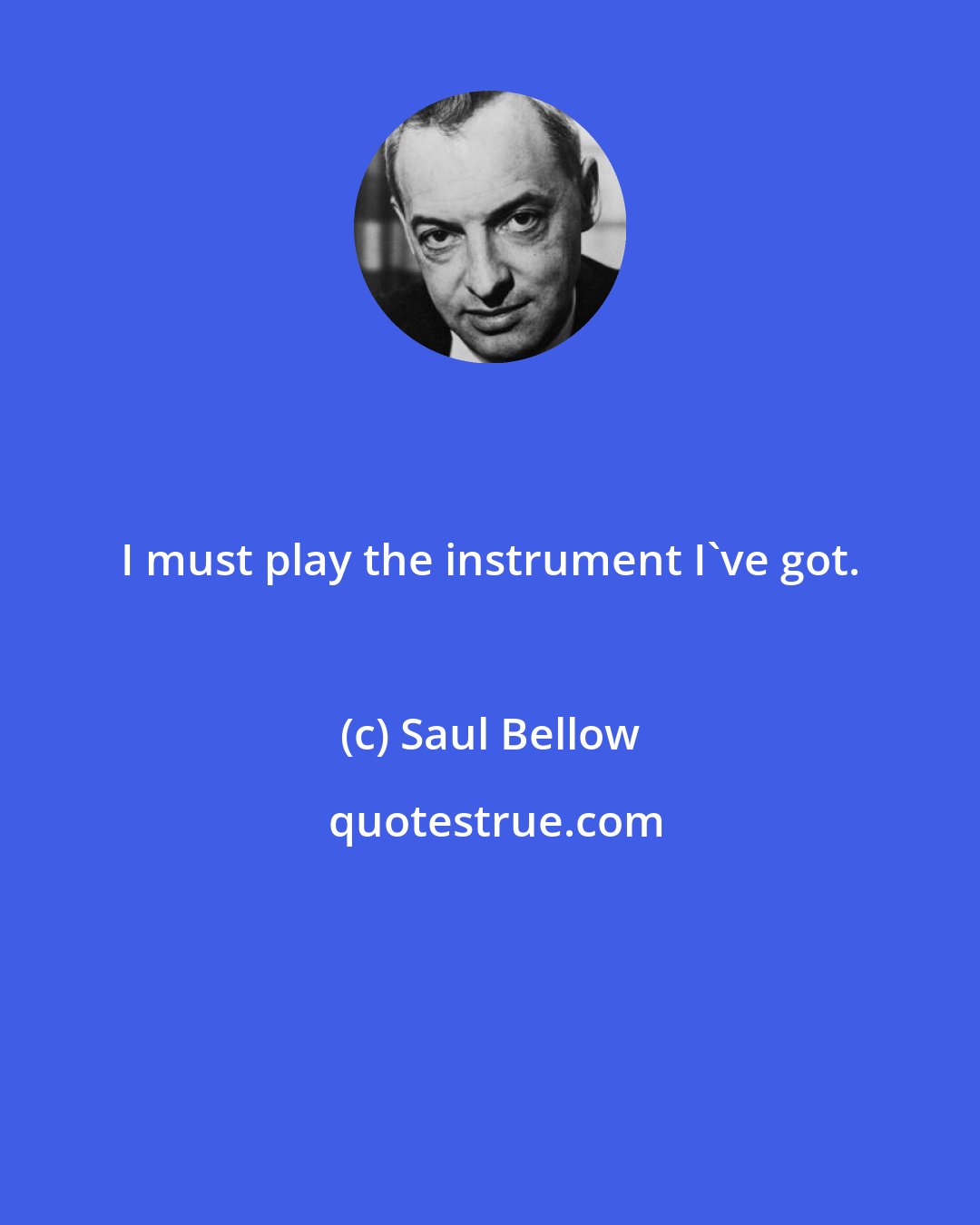 Saul Bellow: I must play the instrument I've got.