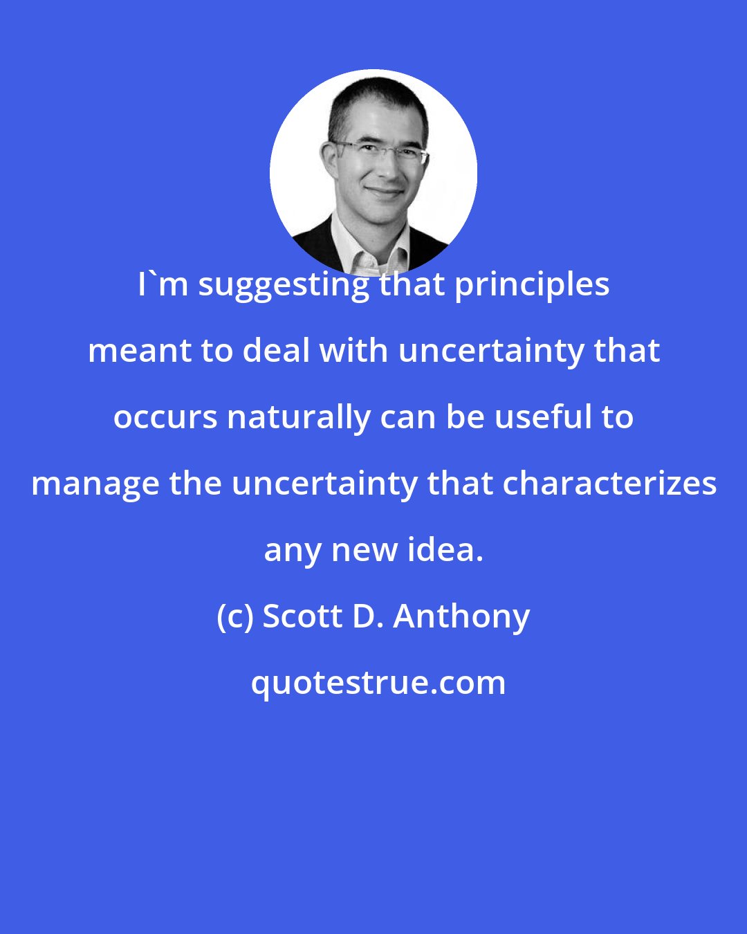 Scott D. Anthony: I'm suggesting that principles meant to deal with uncertainty that occurs naturally can be useful to manage the uncertainty that characterizes any new idea.