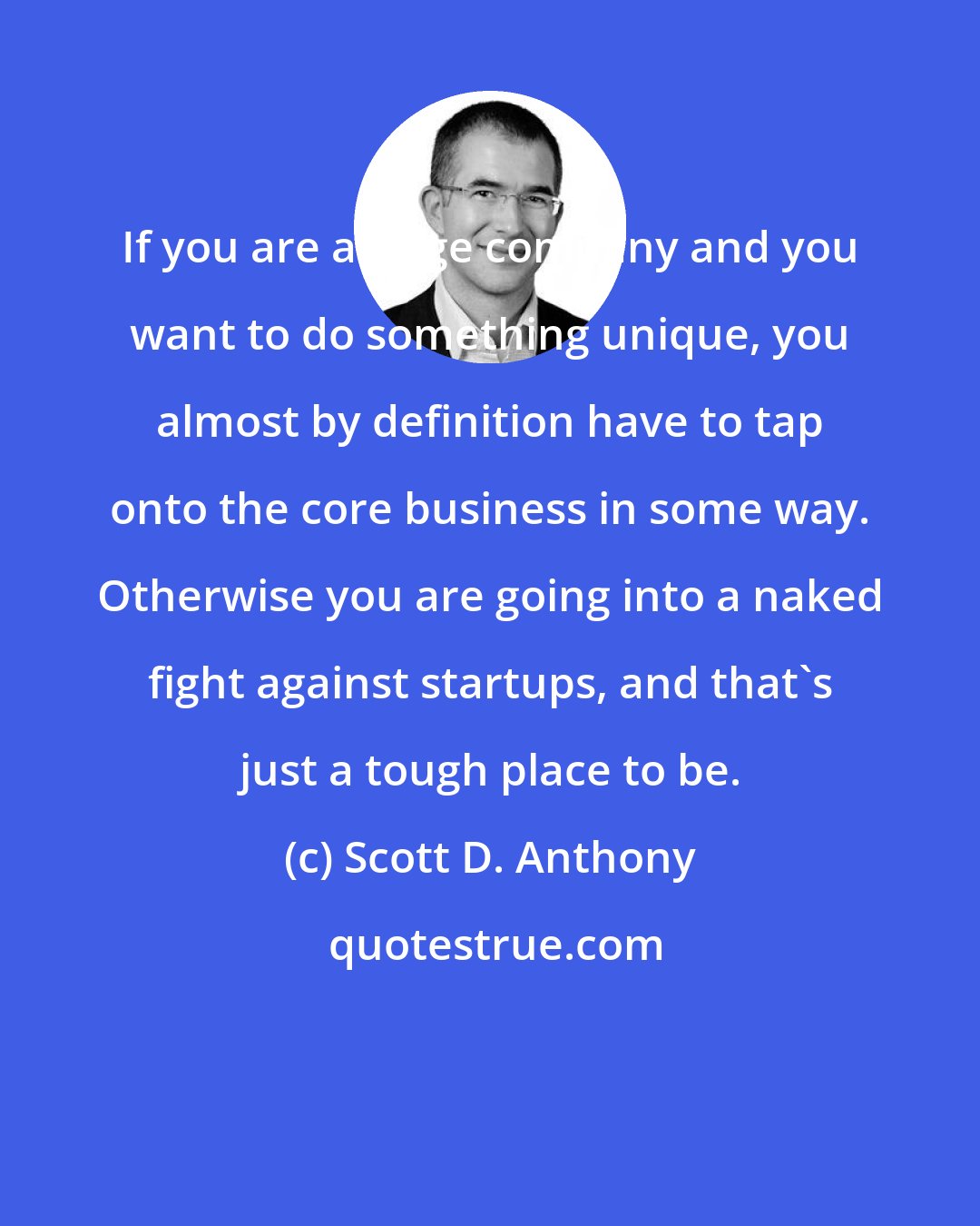 Scott D. Anthony: If you are a large company and you want to do something unique, you almost by definition have to tap onto the core business in some way. Otherwise you are going into a naked fight against startups, and that's just a tough place to be.