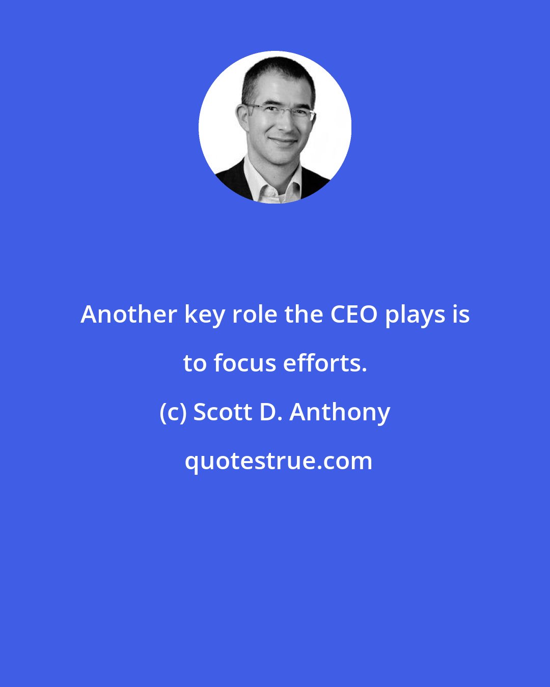 Scott D. Anthony: Another key role the CEO plays is to focus efforts.