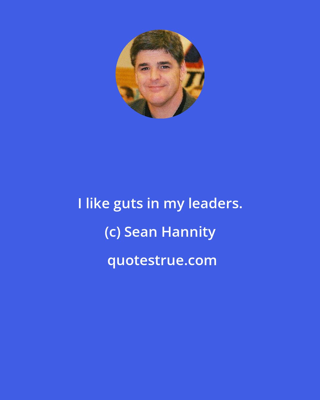 Sean Hannity: I like guts in my leaders.