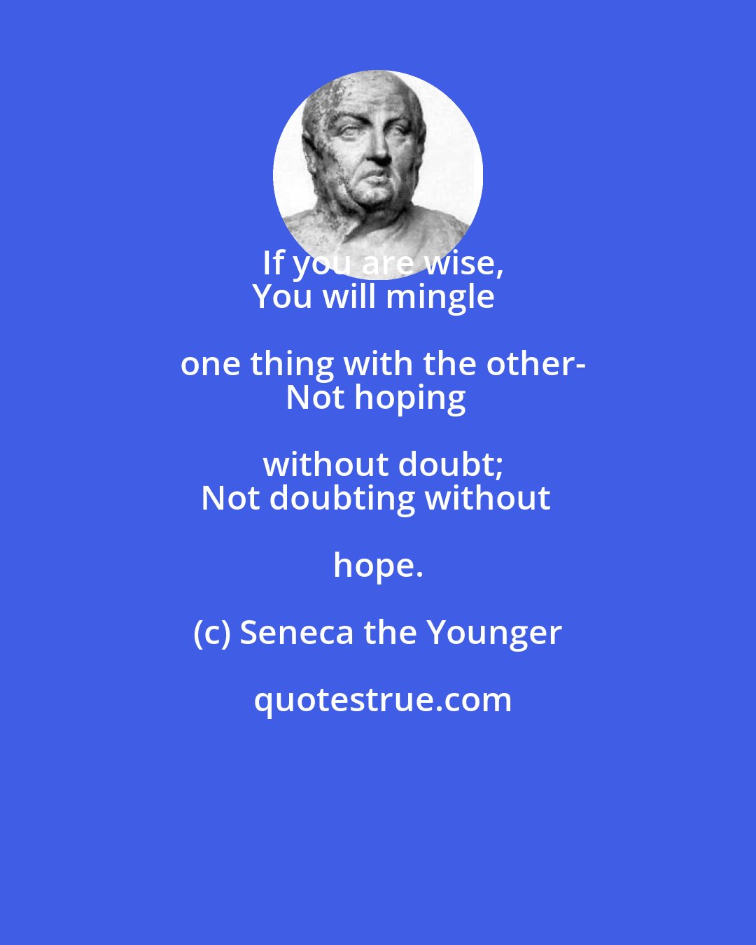 Seneca the Younger: If you are wise,
You will mingle one thing with the other-
Not hoping without doubt;
Not doubting without hope.