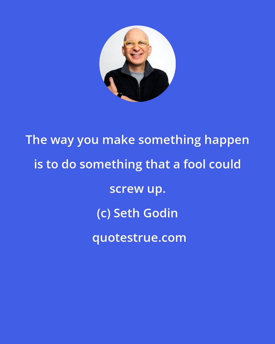 Seth Godin: The way you make something happen is to do something that a fool could screw up.