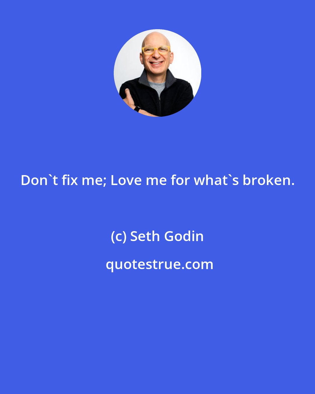 Seth Godin: Don't fix me; Love me for what's broken.