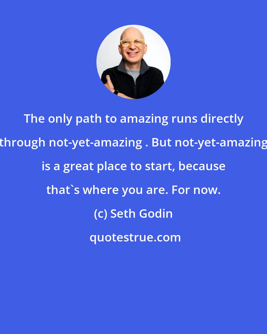 Seth Godin: The only path to amazing runs directly through not-yet-amazing . But not-yet-amazing is a great place to start, because that's where you are. For now.