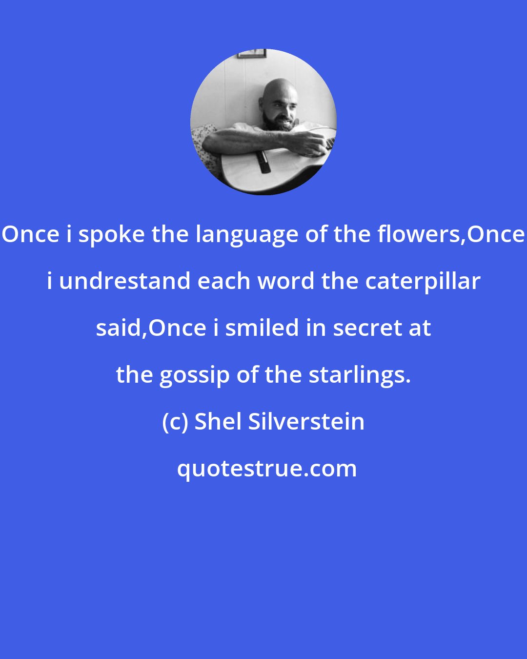 Shel Silverstein: Once i spoke the language of the flowers,Once i undrestand each word the caterpillar said,Once i smiled in secret at the gossip of the starlings.