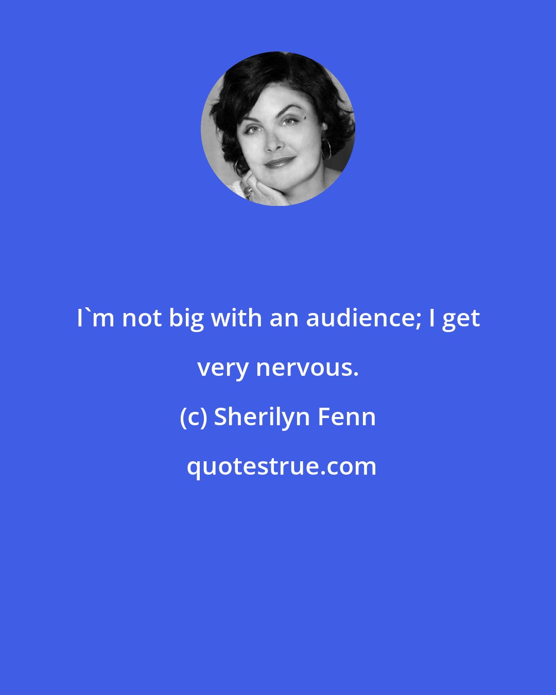 Sherilyn Fenn: I'm not big with an audience; I get very nervous.