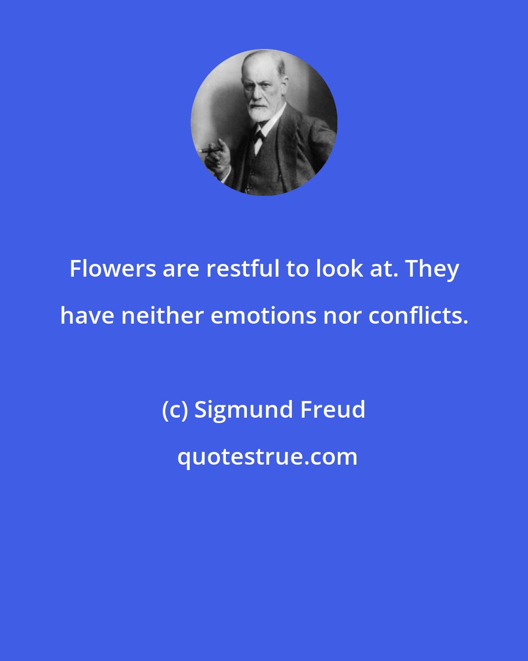 Sigmund Freud: Flowers are restful to look at. They have neither emotions nor conflicts.