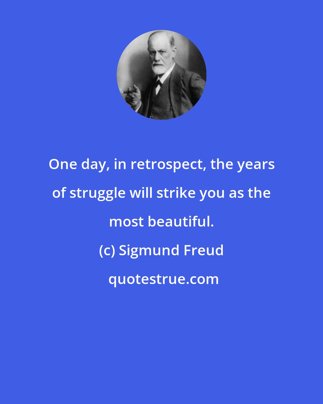 Sigmund Freud: One day, in retrospect, the years of struggle will strike you as the most beautiful.