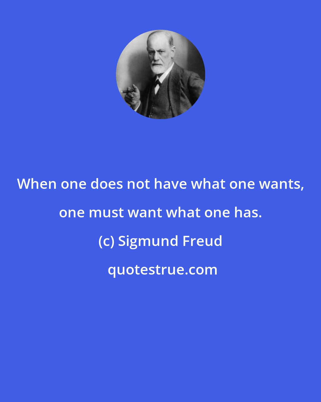 Sigmund Freud: When one does not have what one wants, one must want what one has.