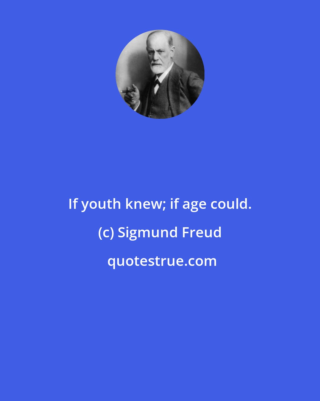 Sigmund Freud: If youth knew; if age could.