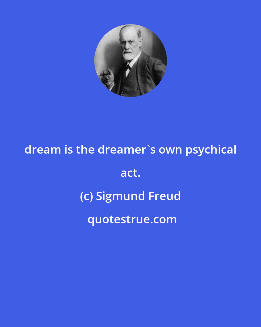 Sigmund Freud: dream is the dreamer's own psychical act.