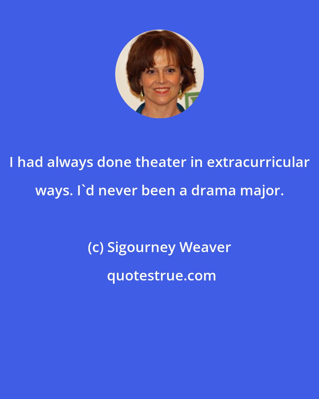 Sigourney Weaver: I had always done theater in extracurricular ways. I'd never been a drama major.