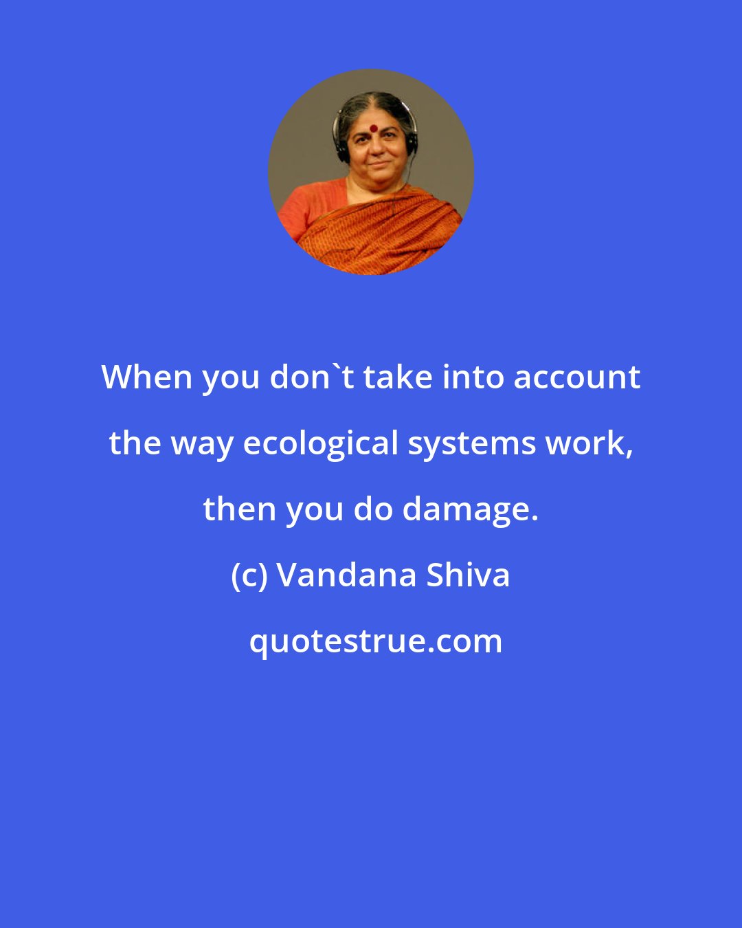 Vandana Shiva: When you don't take into account the way ecological systems work, then you do damage.