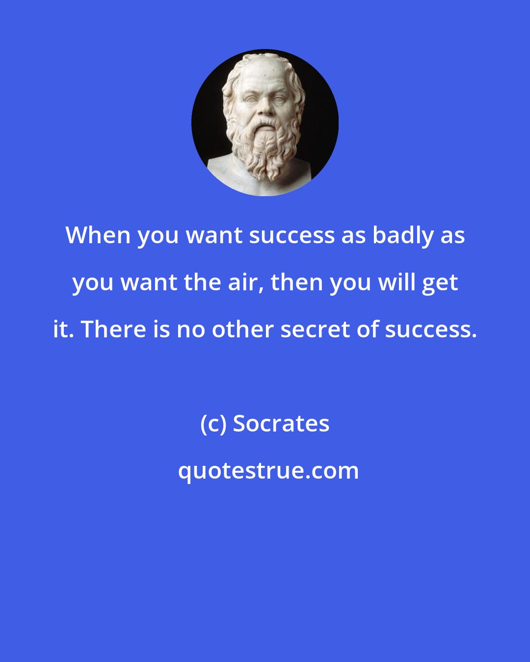 Socrates: When you want success as badly as you want the air, then you will get it. There is no other secret of success.